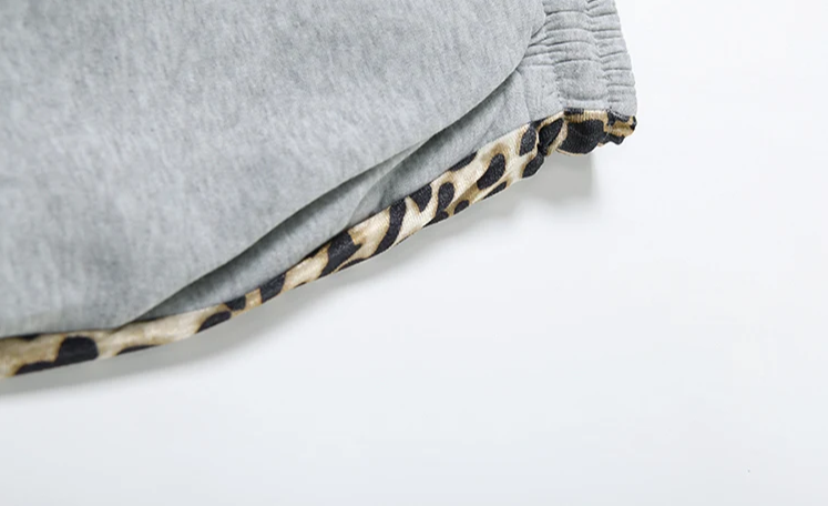 Side Stripe Women Flare Pants Autumn Hipster Leopard Patchwork Pocket Casual Wild Basic Street Sweatpants Trousers