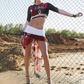 Irregular Sporty Women 2Piece Set See Through hollow Cross Crop Tops+Tassel Mini Skirts Autumn Matching Clubwear Suit