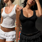 Sexy v-Neck Tank Tops Women See Through Summer Trend Elegant Will Sleeveless Streetwear Hottie Solid Chic Mini Vest