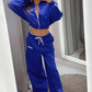 White Striped 2 Piece Set Women Sporty Zipper Crop Jacket+Shirring Waist Straight Pants Workout Activity Tracksuit