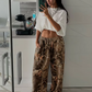 Foliage Print Wide Pants Women Autumn Vintage Hipster Y2K Fashion Wild Casual Loose Streetwear Style Skinny Trousers