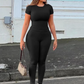 Body-Shaping Women 2 Piece Set Tracksuit Shorts Sleeve Stretch Crop Tops+Leggings Stretch Solid Sporty Street Outfits