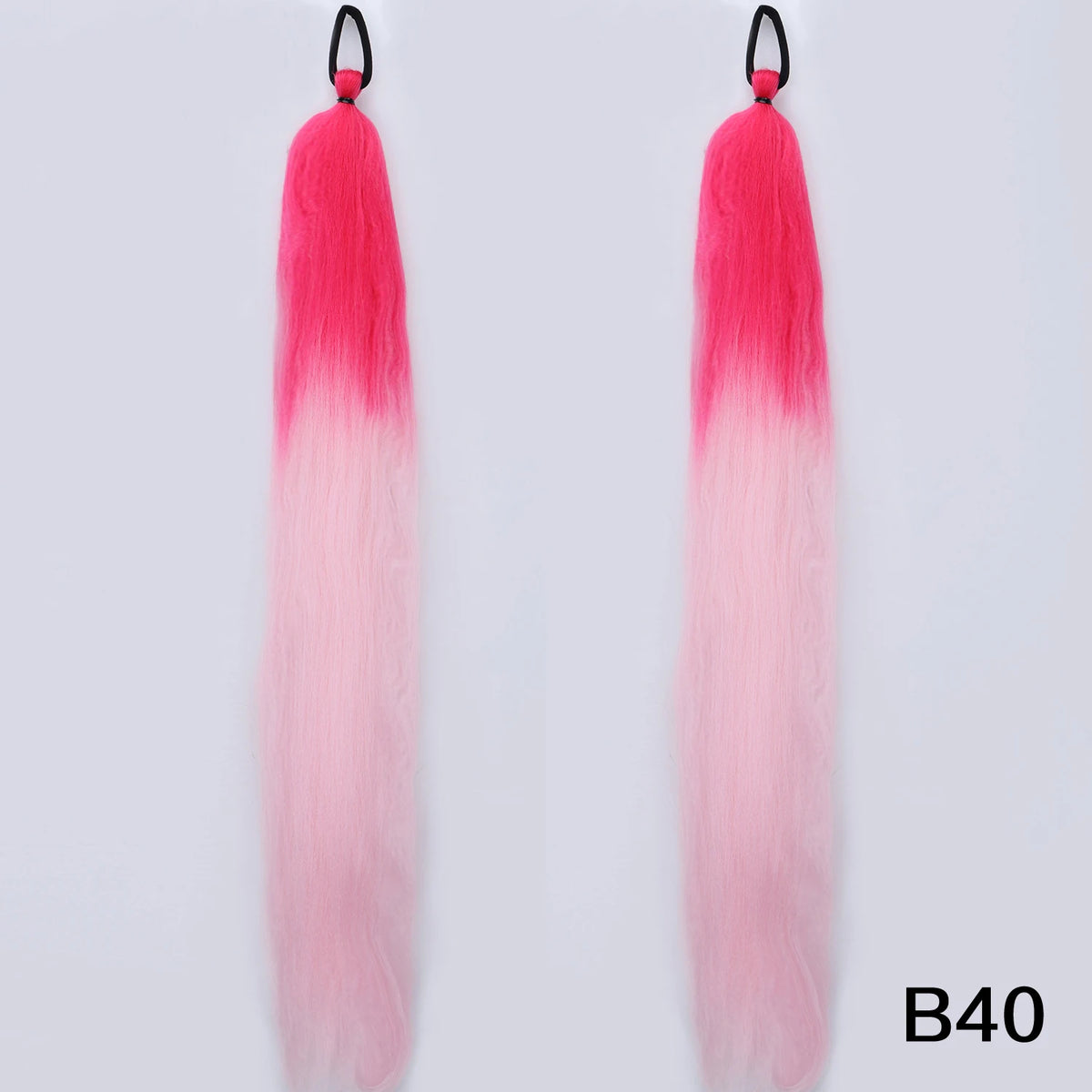 Synthetic DIY Braided Ponytail Extension With Elastic Rubber Band Pink Purple Blue Long Straight Pony Tail For Women Girls Party