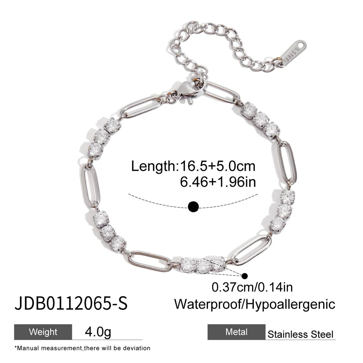 Stainless Steel Chain Bracelet with Heart-Shaped Zirconia and Gold Color Plating for Women Casual Everyday Jewelry Gift