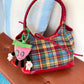 2025 Autumn New Arrival Cute Big Eyes Strawberry Plush Decor Bag Charm Keychain For Woman