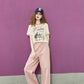 Vintage Cartoon Print Short Sleeve T-Shirt, Preppy Style Graphic White Tee, Loose Crewneck Top for Women's Daily Outfit
