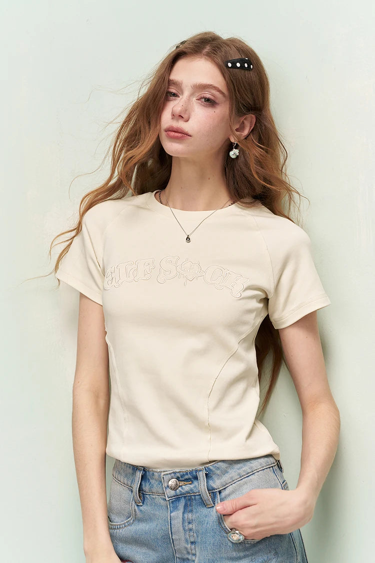 Solid Casual Crewneck T-Shirt, Basic Short Sleeve Tee, Soft Everyday Fitted Tops for Women Daily Outfit