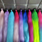 Synthetic DIY Braided Ponytail Extension With Elastic Rubber Band Pink Purple Blue Long Straight Pony Tail For Women Girls Party