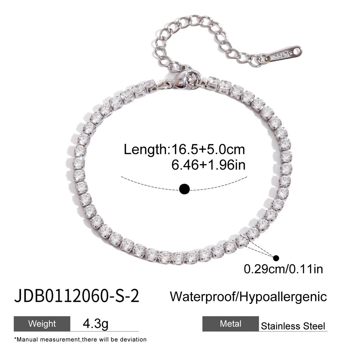 Stainless Steel Chain Bracelet with Heart-Shaped Zirconia and Gold Color Plating for Women Casual Everyday Jewelry Gift