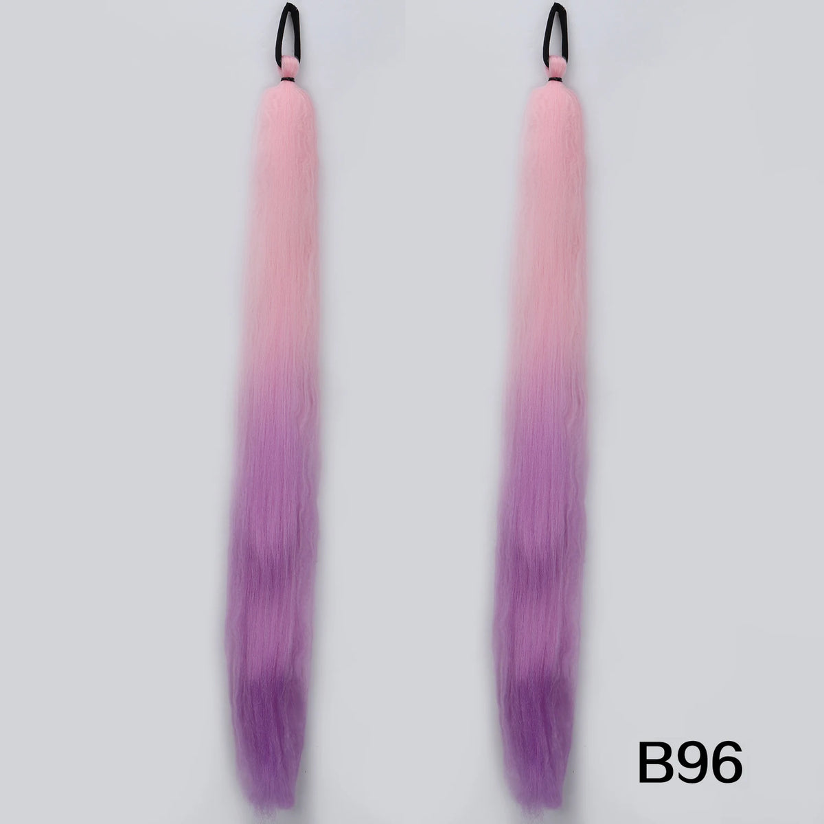 Synthetic DIY Braided Ponytail Extension With Elastic Rubber Band Pink Purple Blue Long Straight Pony Tail For Women Girls Party