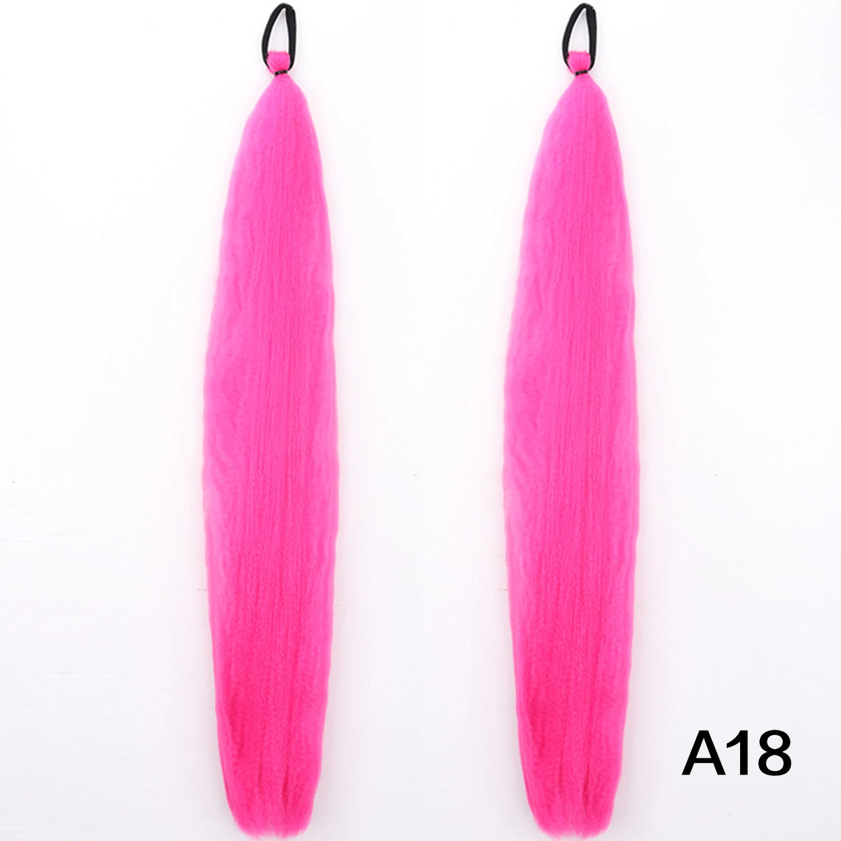 Synthetic DIY Braided Ponytail Extension With Elastic Rubber Band Pink Purple Blue Long Straight Pony Tail For Women Girls Party