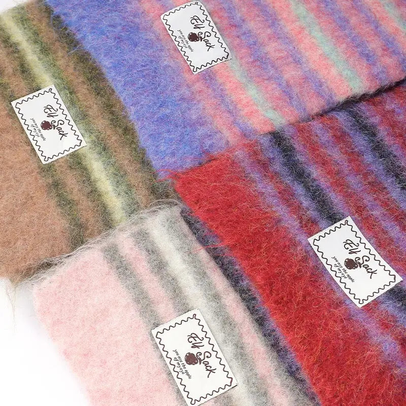 2025 Winter New Arrivals Y2K Christmas Preppy Minimalist Stripe Scarf For Women