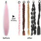 Synthetic DIY Braided Ponytail Extension With Elastic Rubber Band Pink Purple Blue Long Straight Pony Tail For Women Girls Party