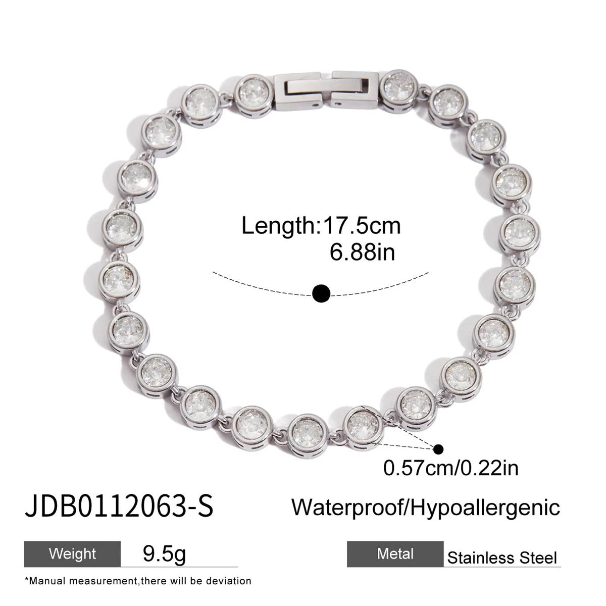Stainless Steel Chain Bracelet with Heart-Shaped Zirconia and Gold Color Plating for Women Casual Everyday Jewelry Gift