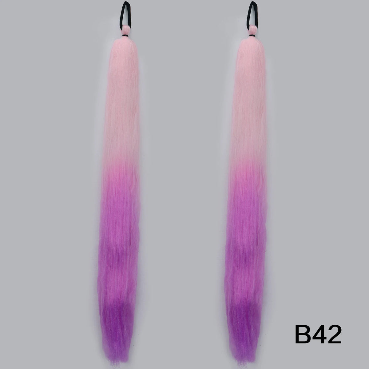 Synthetic DIY Braided Ponytail Extension With Elastic Rubber Band Pink Purple Blue Long Straight Pony Tail For Women Girls Party