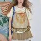2025 Summer New Arrival Casual Cute design niche top Mesh halter print short sleeve two-piece t-shirt