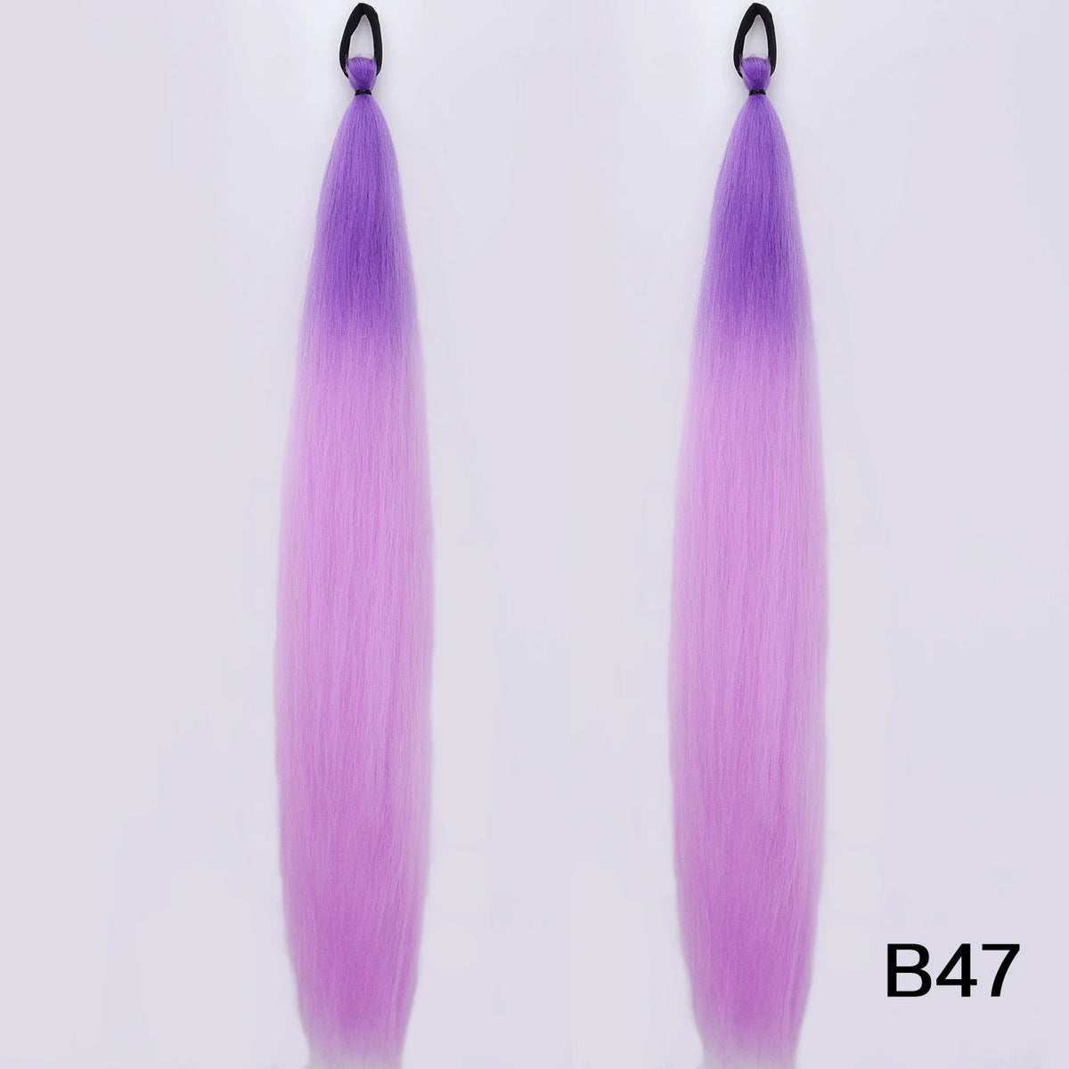Synthetic DIY Braided Ponytail Extension With Elastic Rubber Band Pink Purple Blue Long Straight Pony Tail For Women Girls Party