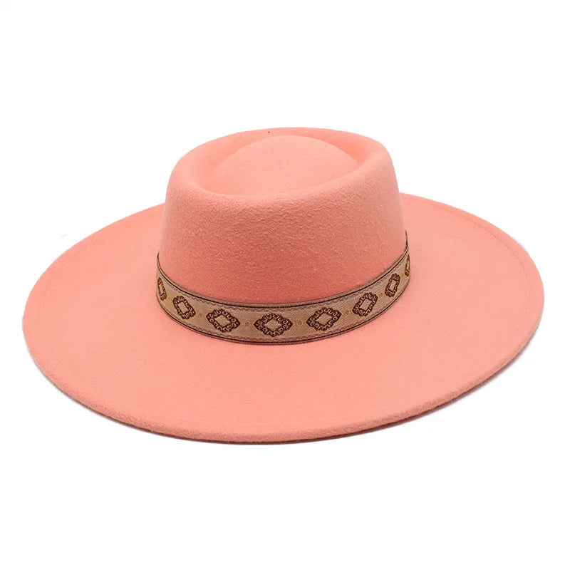 New Solid Color 9.5CM Wide Brim Bowler Wool Jazz Fedoras Hat Retro Men Trilby Cap Panama Formal Dress Hats Sombrero Hombre