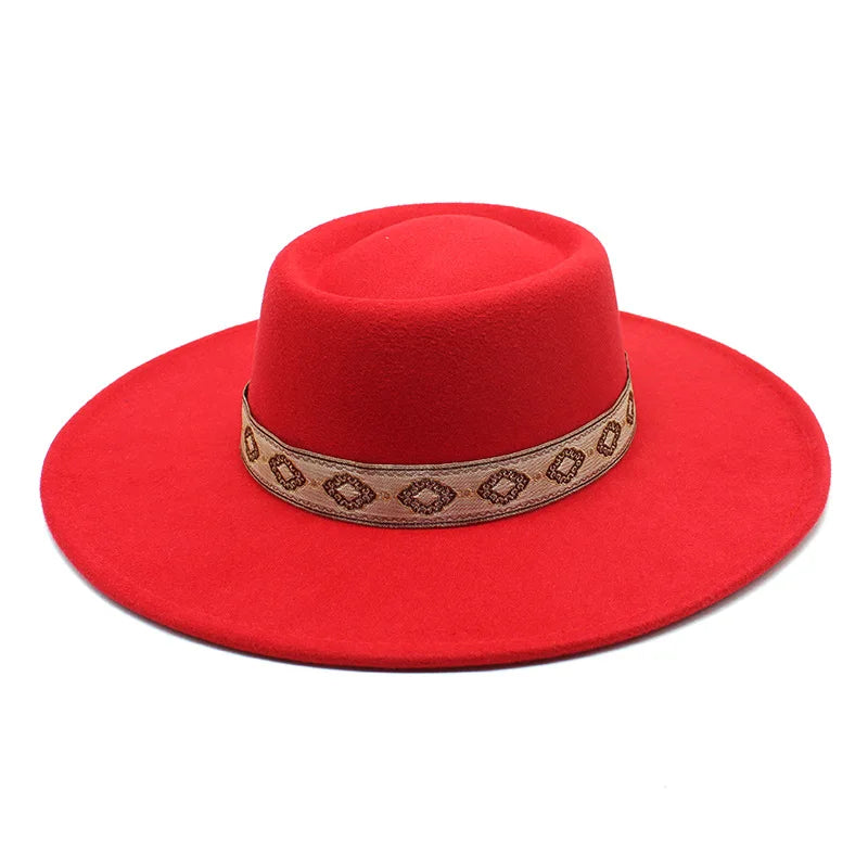 New Solid Color 9.5CM Wide Brim Bowler Wool Jazz Fedoras Hat Retro Men Trilby Cap Panama Formal Dress Hats Sombrero Hombre
