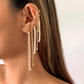 Long Tassel Geometric Imitation Pearl Chain Clip Earrings No Pierced Ear Cuff Cartilage Elegant Female Women Jewelry