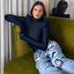 Shoulder Padded Turtleneck Bodysuit Long Sleeve Bodycon Tops Sexy Winter Clothes Women Club Wear Black Purple