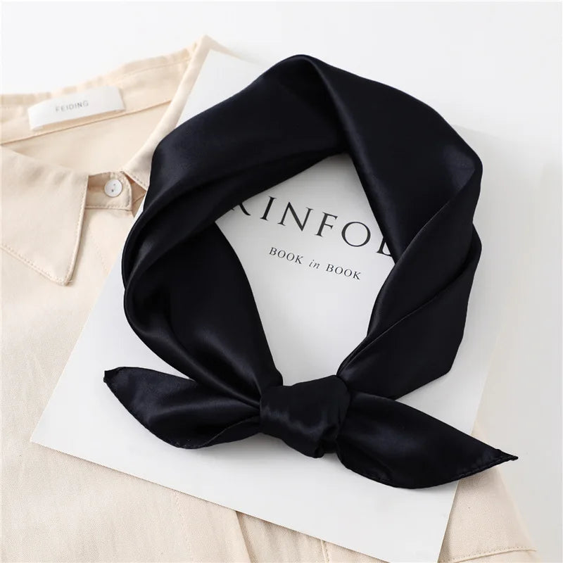 New Fashion Silk Square Scarf For Women 60cm Satin Neck Hair Tie Band Bag Warp Soft Neckerchief Hijabs Head Female Foulard