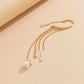 Long Tassel Geometric Imitation Pearl Chain Clip Earrings No Pierced Ear Cuff Cartilage Elegant Female Women Jewelry