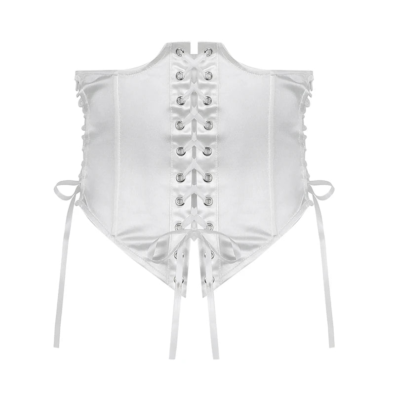 Womens Puff Sleeve Off Shoulder Dresses Lace Up Swing Dress Ruffle Mesh Party Mini Dress and Body Shaper Bustier Corset