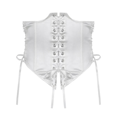 Womens Puff Sleeve Off Shoulder Dresses Lace Up Swing Dress Ruffle Mesh Party Mini Dress and Body Shaper Bustier Corset