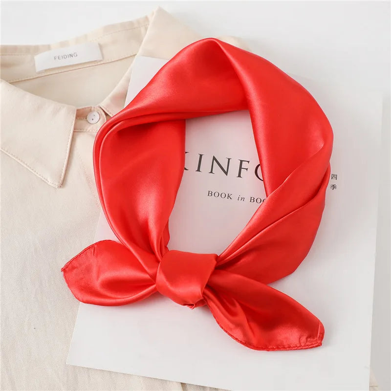 New Fashion Silk Square Scarf For Women 60cm Satin Neck Hair Tie Band Bag Warp Soft Neckerchief Hijabs Head Female Foulard