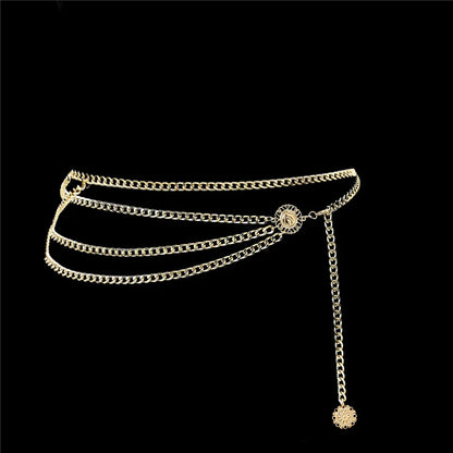 Bikini Beach Multilayer Waist Belt Chain Long Tassel Coin Pendant Harness Belly Chains for Women Waistbands Body Jewelry