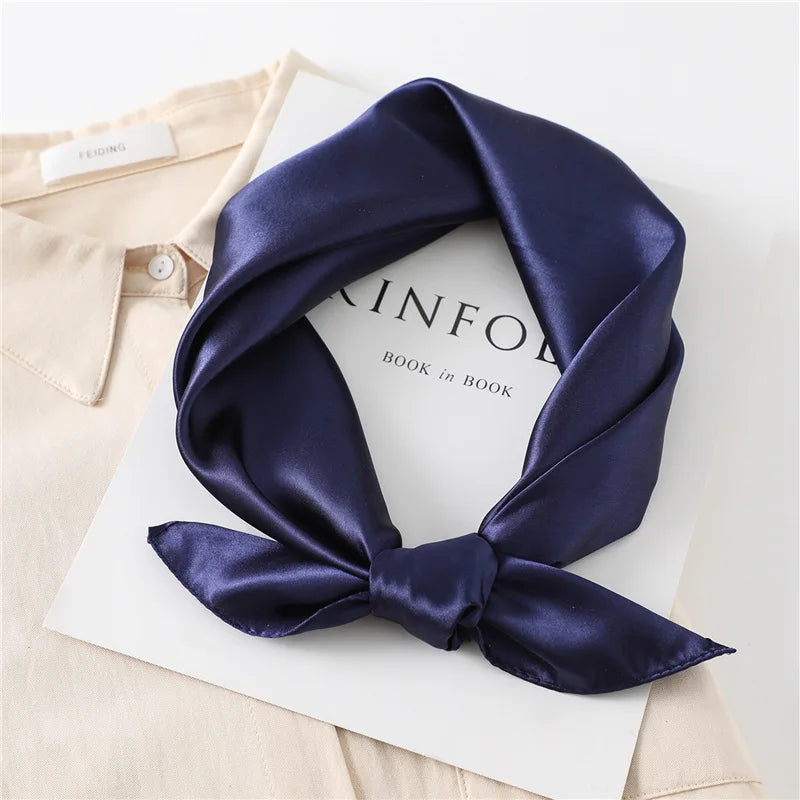 New Fashion Silk Square Scarf For Women 60cm Satin Neck Hair Tie Band Bag Warp Soft Neckerchief Hijabs Head Female Foulard