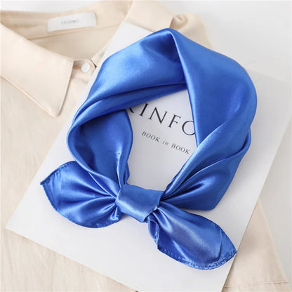 New Fashion Silk Square Scarf For Women 60cm Satin Neck Hair Tie Band Bag Warp Soft Neckerchief Hijabs Head Female Foulard