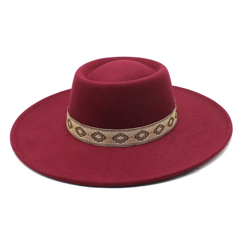 New Solid Color 9.5CM Wide Brim Bowler Wool Jazz Fedoras Hat Retro Men Trilby Cap Panama Formal Dress Hats Sombrero Hombre