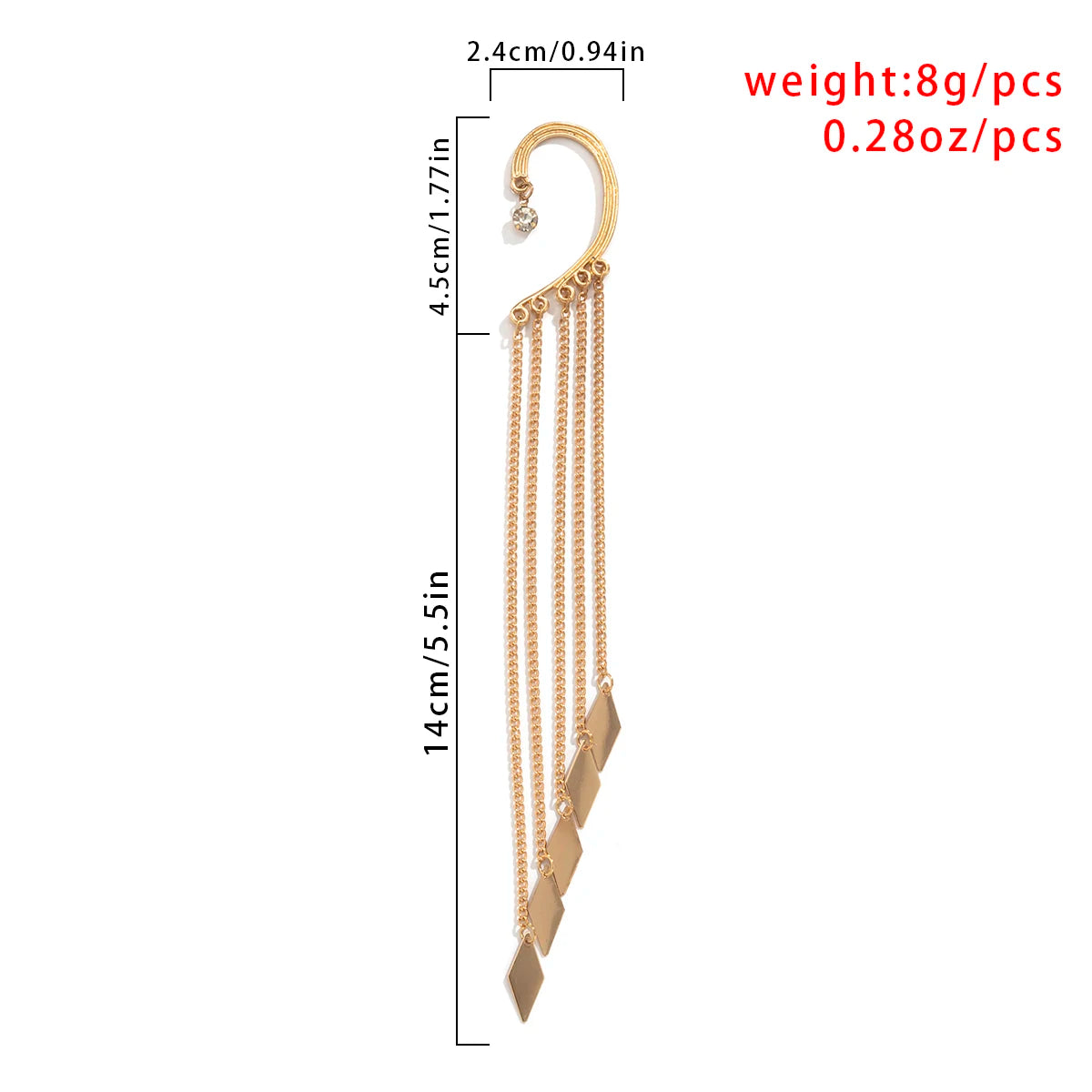 Kpop Long Tassel Clip Earring for Women Ladies No Piercing Fake Cartilage Exquisite Ear Bone Clips Pendientes Jewelry