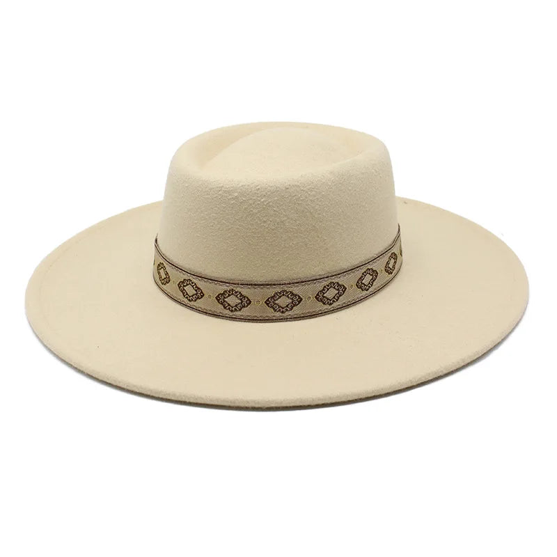 New Solid Color 9.5CM Wide Brim Bowler Wool Jazz Fedoras Hat Retro Men Trilby Cap Panama Formal Dress Hats Sombrero Hombre