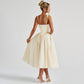 Square Neck Sleeveless Backless A-line Long Dresses Princess Style Pink Plaid Dress Summer Elegant