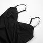 Drawstring Ruched Deep V Neck Backless Mini Dress Satin Black Sexy Summer Dresses for Woman Club Outfits