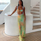 Paisley Print 3 Piece Bikinis Set with Long Skirt Sexy Summer Beach Vacation Outfits Woman Resort Wear