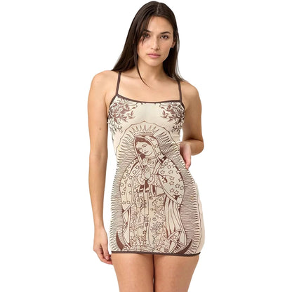 Hipster Aesthetics Print Dress Women Summer Low-Neck Skinny High Elastic Sexy Midnight Hipster Hottie  Mini Bodycon