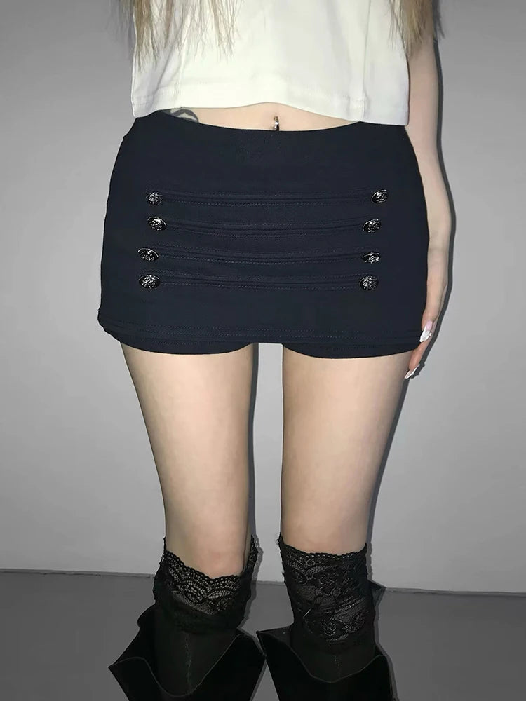 Hottie Trend Skirt Wome Sexy Button Patchwork Fashion Wild Midnight High Street Style Clubwear Simple Daily Outfits