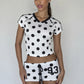 Dot Digit Print 2 Piece Set Women Casual Sporty Hipster Crop Tops+Shorts Matching Streetwear Skinny Stretch Tracksuit
