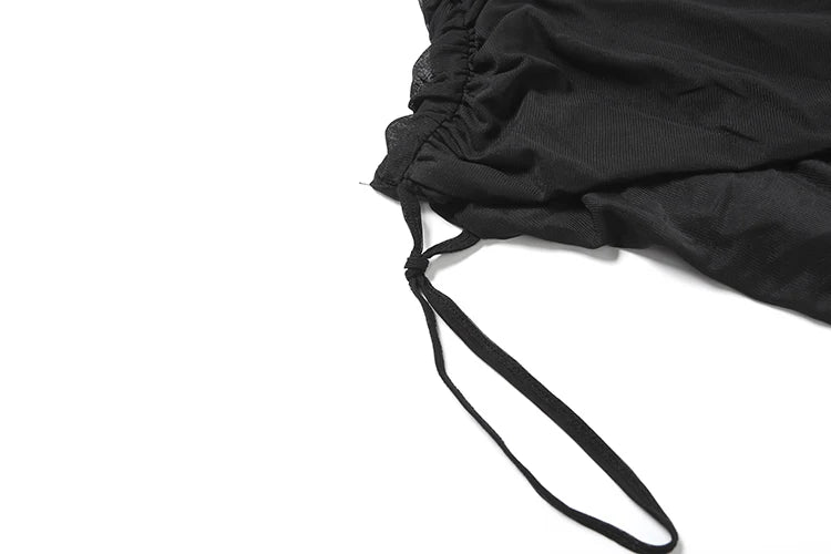 Backless Summer Trend See Through Sexy Dress Women Y2K Cross Bandage Halter Sleeveless Midnight Clubwear Mini Bodycon