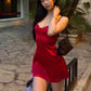 Low-Neck Dress Women Lace Patchwork Sleeveless Skinny Satin Summer Trend Party Midnight Sexy Chic Classic Bodycon