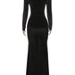 Full Sleeve Turtleneck Mesh Patchwork Long Dress Woman Elegant Velvet Slim High Waist Evening Prom Party Elegant Bodycon