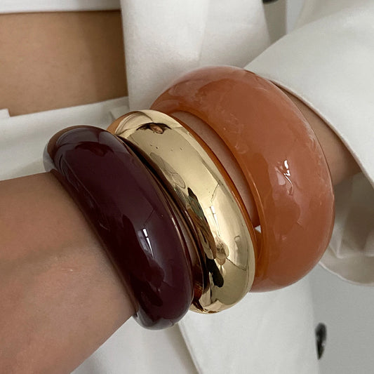 2025 Trendy Irregular Thick Resin Bangle Bracelets for Women Vintage Unique Wide Cuff Bracelet  Party Beach Jewelry