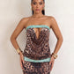 Sequins Patchwork Mini Dress Woman Leopard Print Wrap Chest Backless Skinny Peach Hip Street Wild Fashion Bodycon