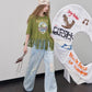 2025 Summer New Arrivals Women's Fringe Graphic Print T-Shirt Relaxed Fit Statement Tee