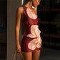 Women Two Piece Mini Skirt Set Y2k One Shoulder Backless Cami Tops Floral Printed Mini Skirt Summer Matching Outfits
