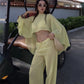 Y2K Retro Sheer Chiffon Cape 2 Piece Set Women Cropped Flowy Top Drawstring Wide Leg Pants Beach Street Matching Outfit